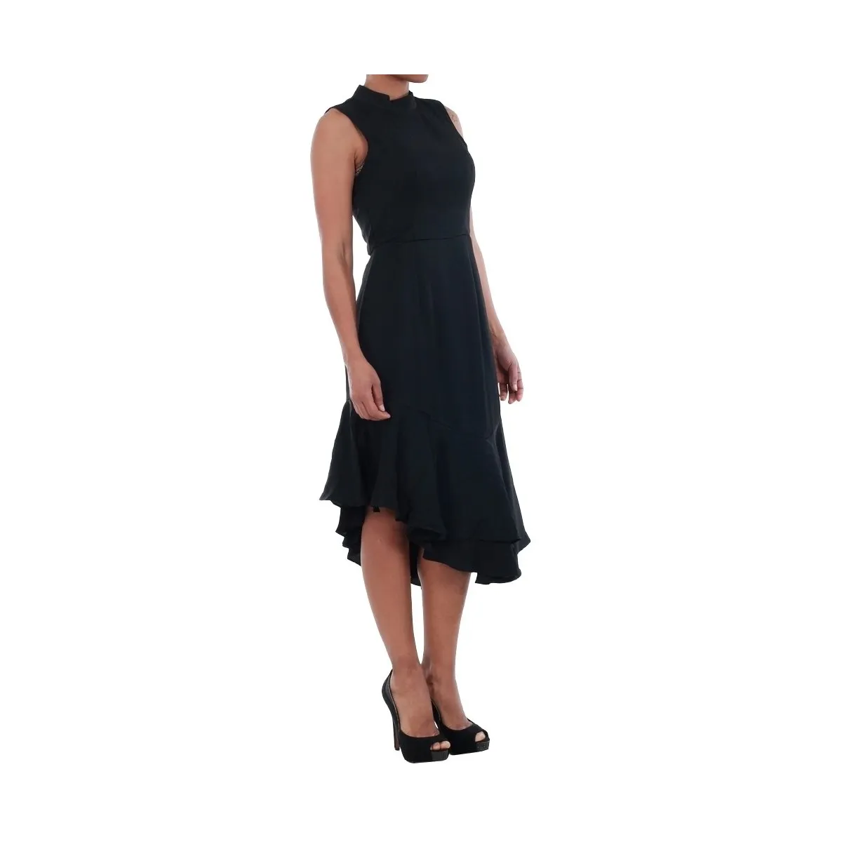 10193254 VMKYLIE SL FRILL KNEE DRESS BLACK