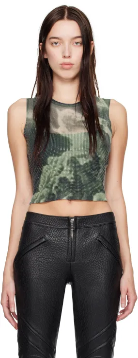 Alexander Wang Crystal Hotfix Cloud-Print Tank Top