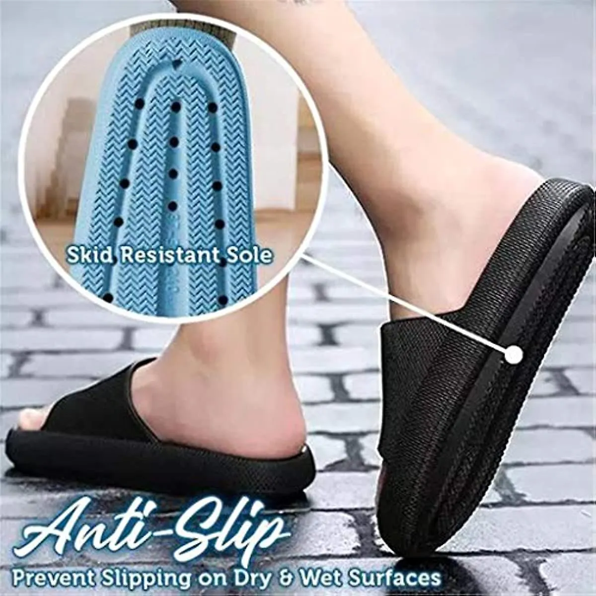 Anti-slip Silent Slippers Universal Quick-drying Thickened Non-slip Sandals Super Soft Home Slippers Casual Style Season Women-o