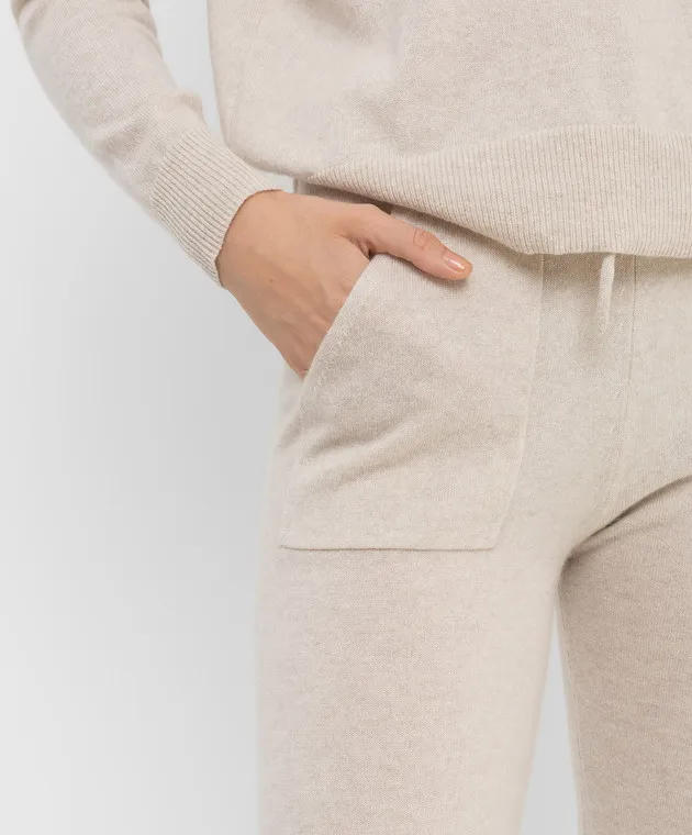Be Florence Light Beige Patterned Cashmere Joggers