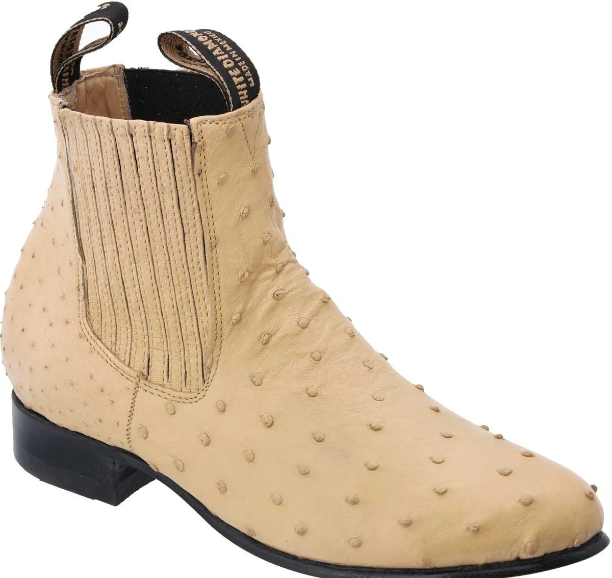Botines Charros de Avestruz Original Color Arena WD-714