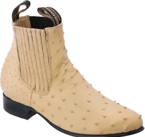 Botines Charros de Avestruz Original Color Arena WD-714