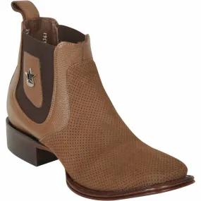 Botines de Gamuza Perforada Punta Cuadrada Los Altos Boots Color Taupe 82BV6361