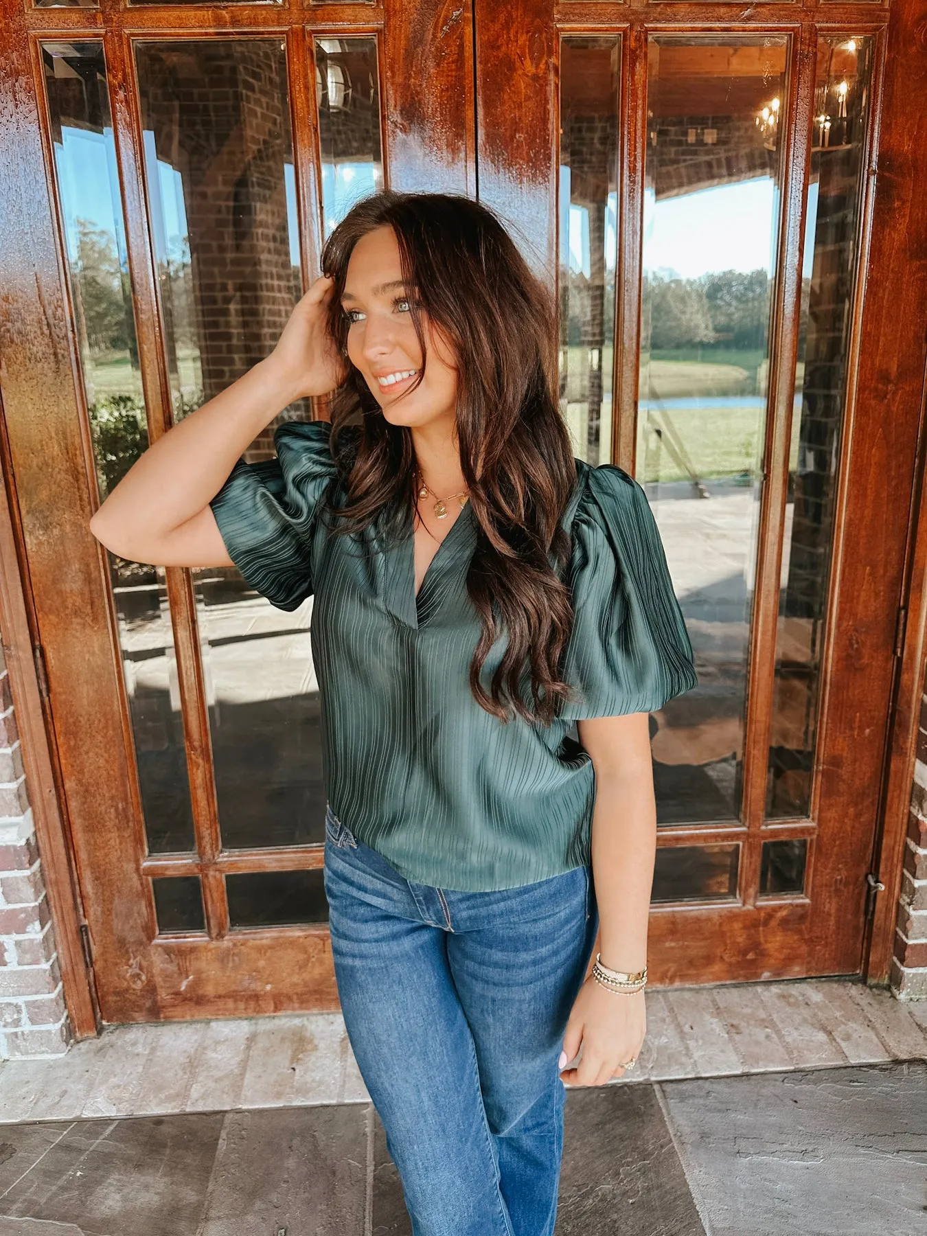 Cafe Social Hunter Green Top-