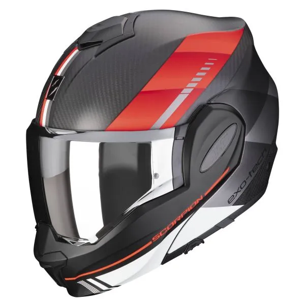 Casco Scorpion Exo Tech Evo Carbon Genus Matt Black Red 
