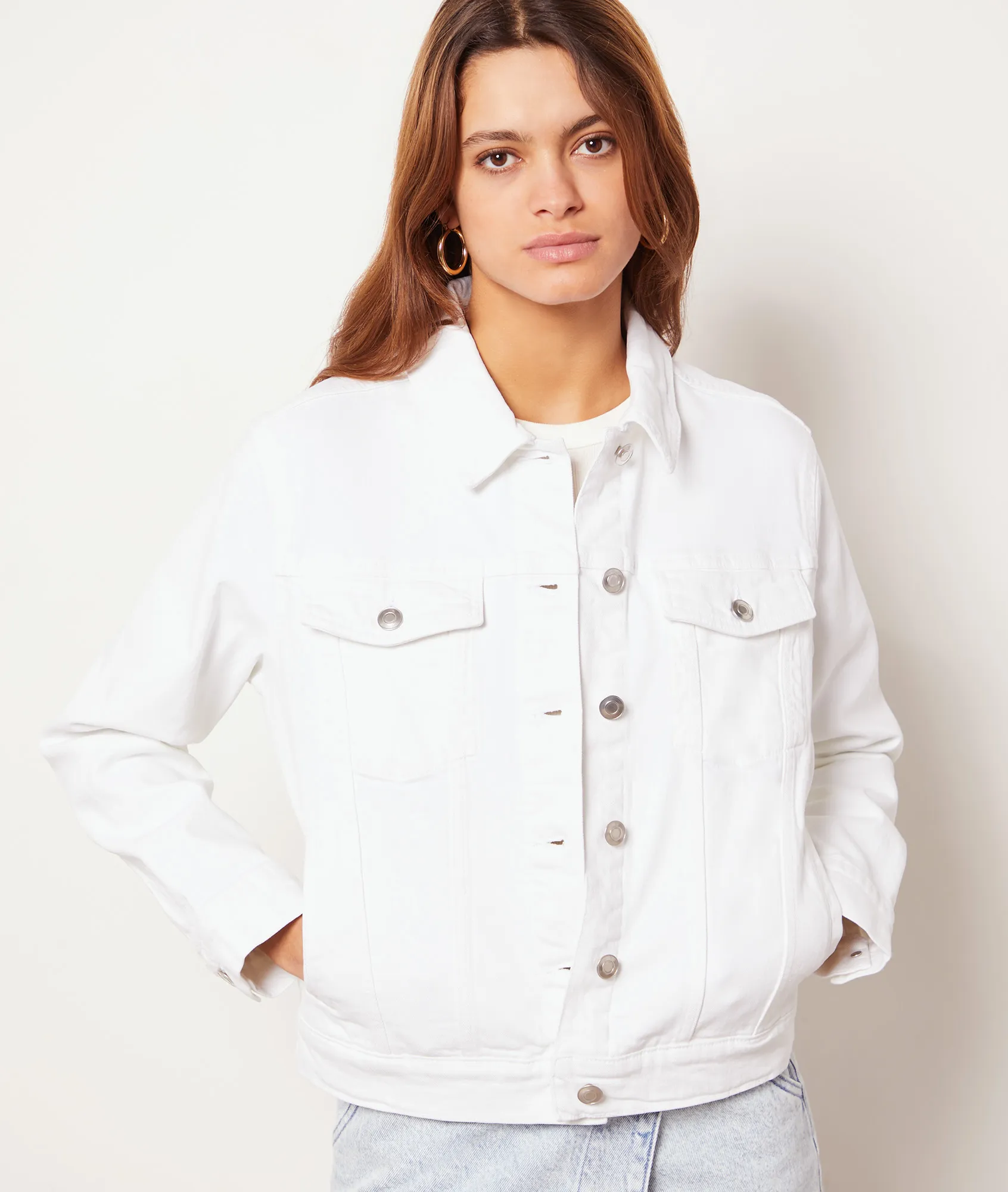 Chaqueta vaquera con botones DACKET ECRU - ETAM