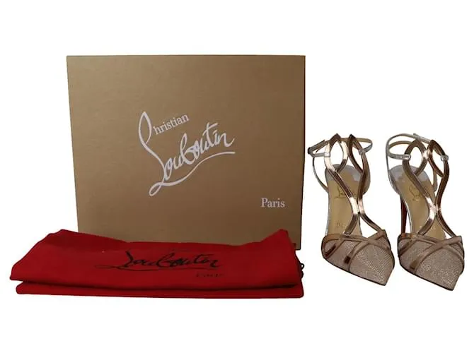 Christian Louboutin Bomba L forrada 100 en Desnudo Metálico/Cuero plateado Castaño Carne 