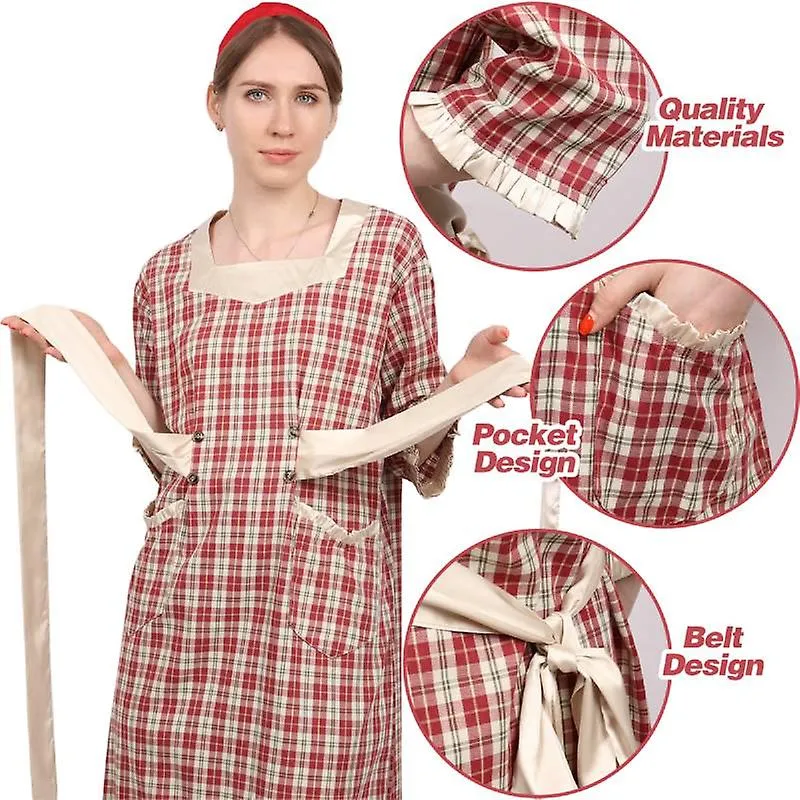 Dazcos 2023 Casual 1920s Vintage Plaid Printed Shirt Robe Holiday Loose Midi Vestidos 3/4 Sleeve Frock With Belt And Pockets