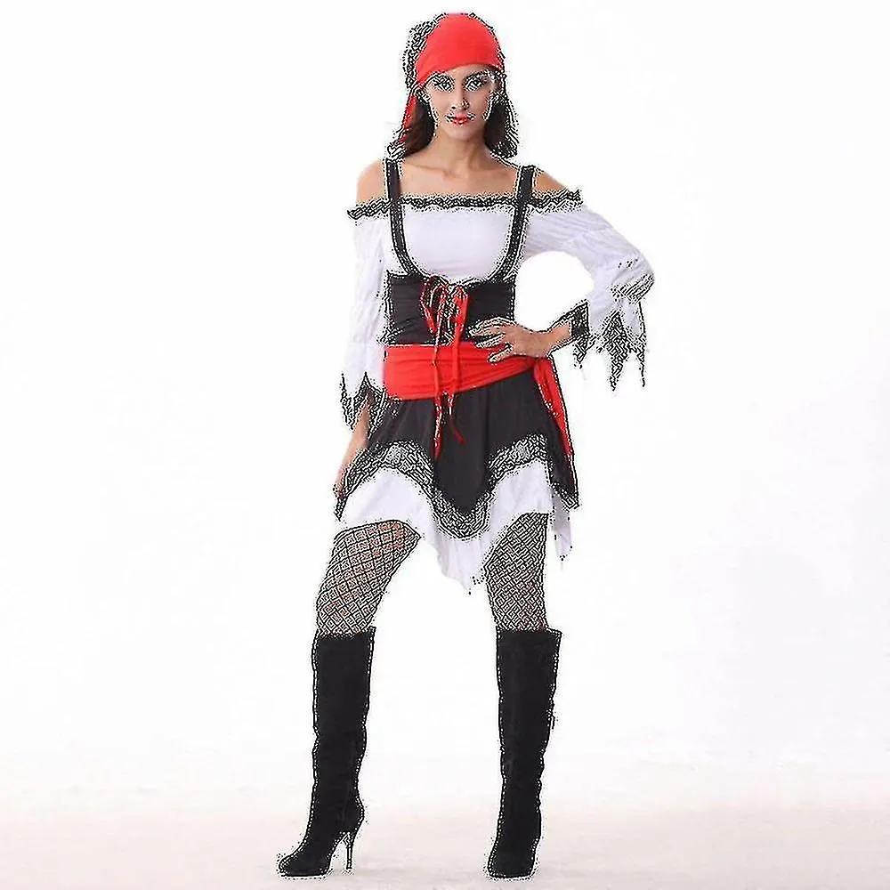 Masks   Women Pirate Costume Woman Female Halloween Fancy Party Dress Carnival A_h