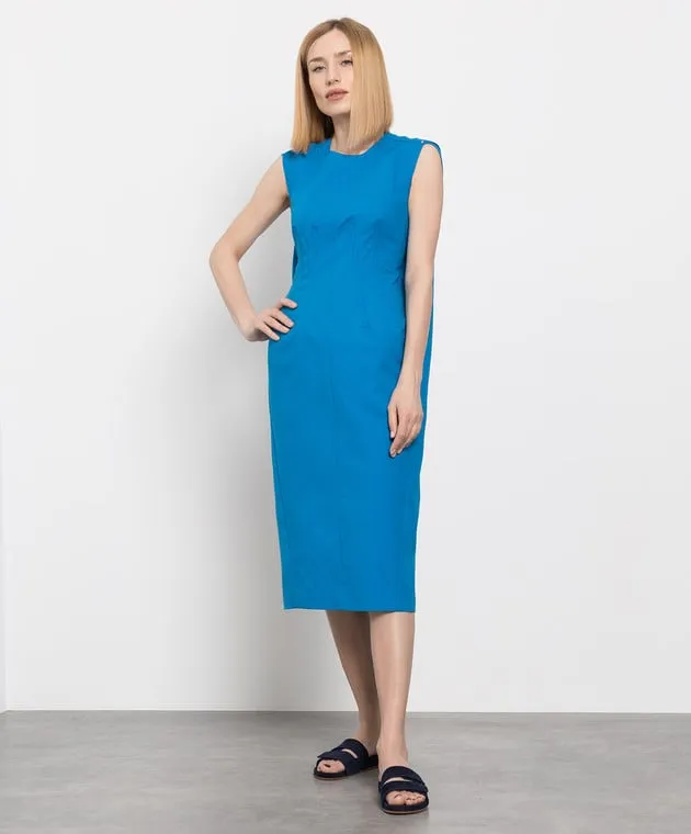 Max Mara Sportmax Plana blue jacquard dress