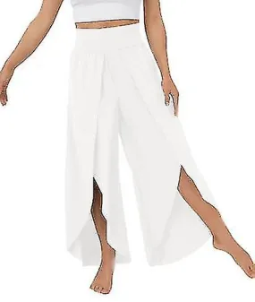 Pantalones de pierna ancha para mujer, pantalones de yoga de cintura alta con aberturas, pantalones casuales Flowy Beach Palazzo