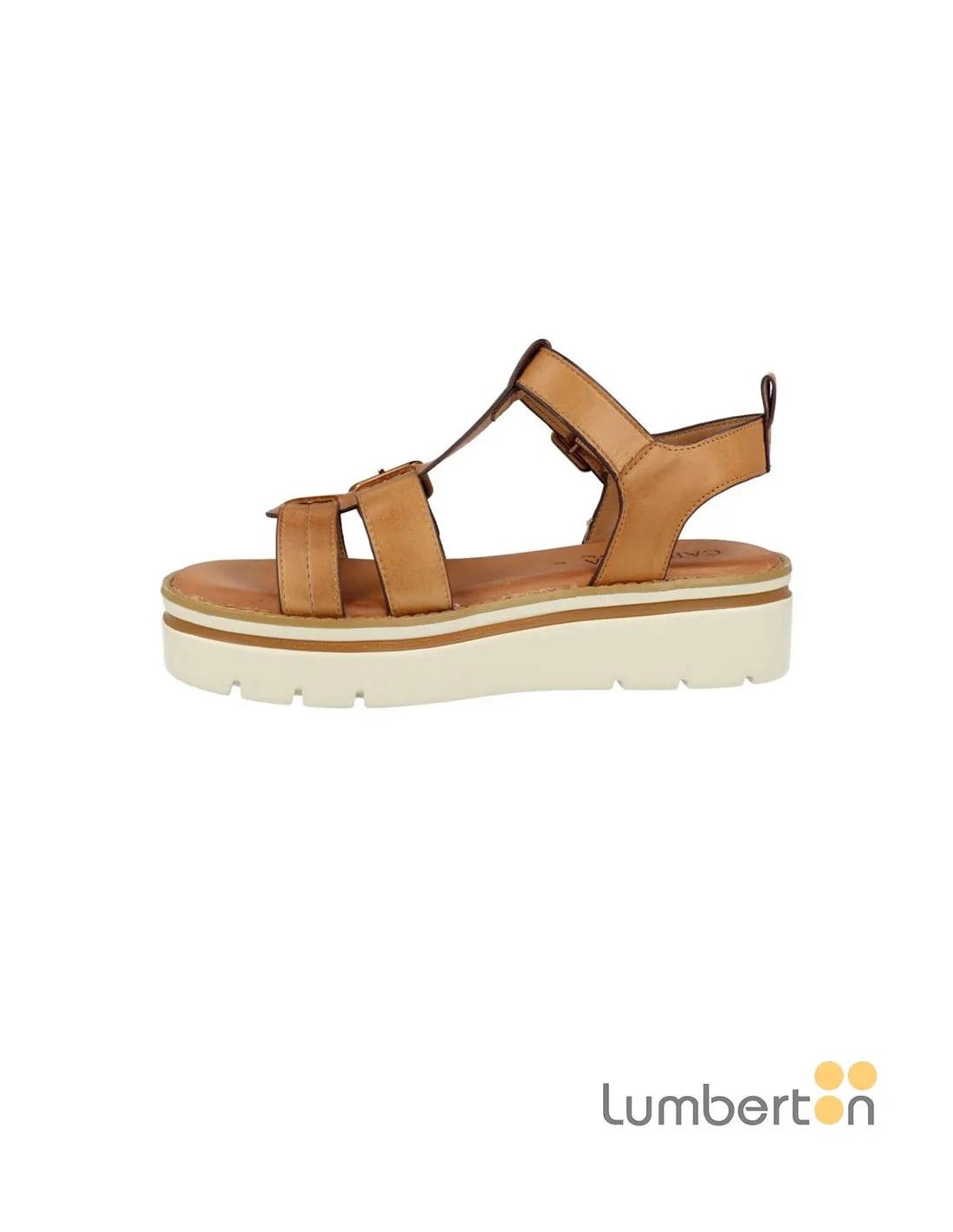 Sandalia dos hebillas camel 161393C