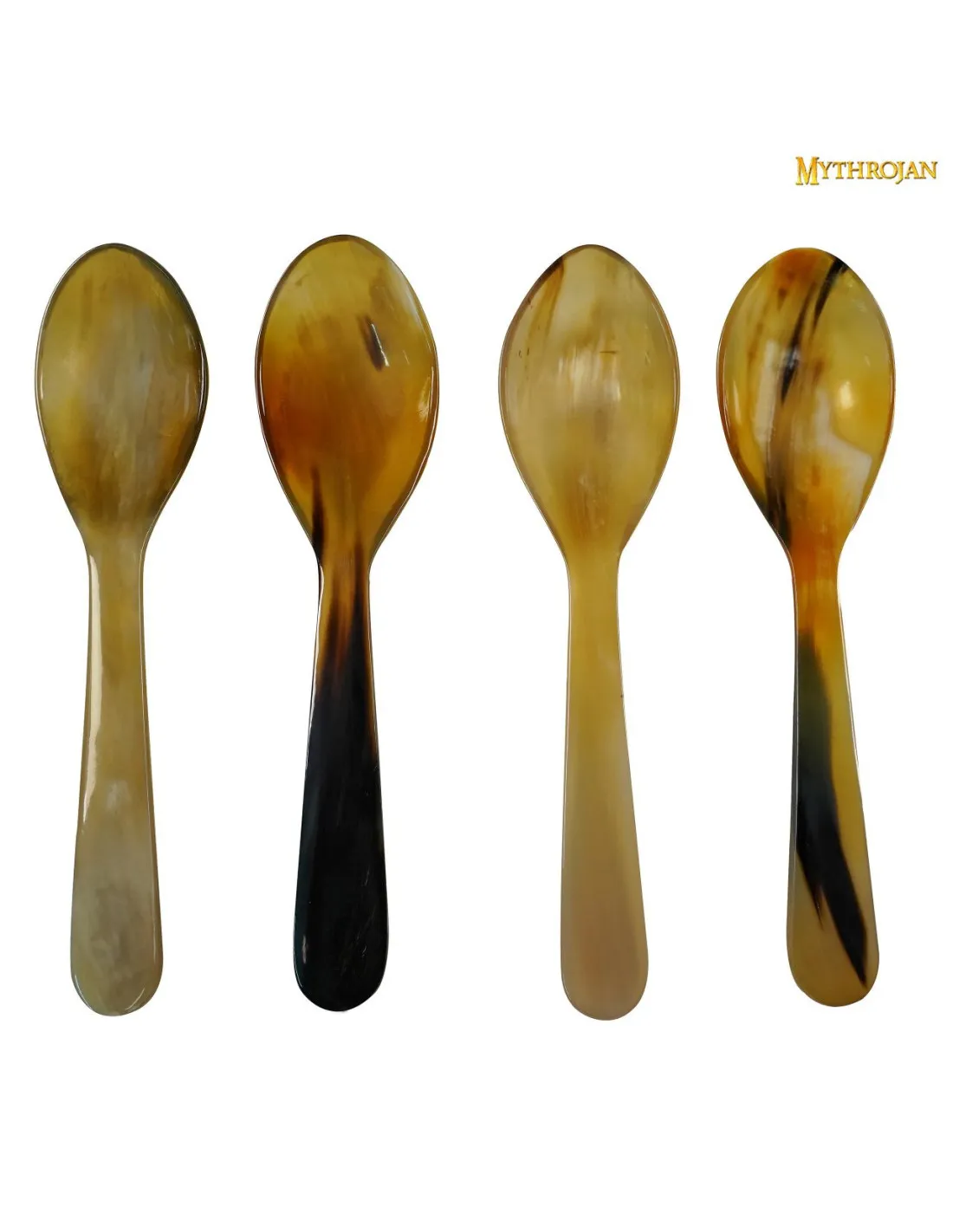 Set 4 cucharas medievales en asta de buey (16,5 cm.)