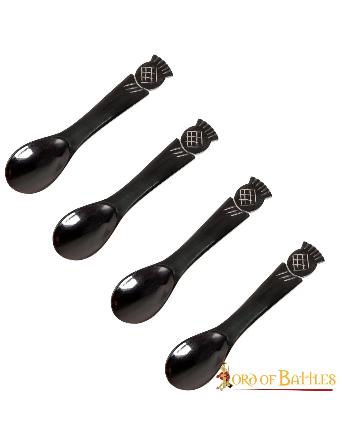 Set 4 cucharas medievales en cuerno de Buey