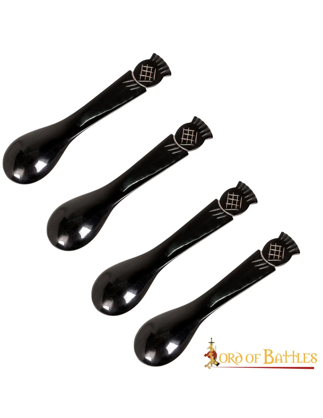 Set 4 cucharas medievales en cuerno de Buey