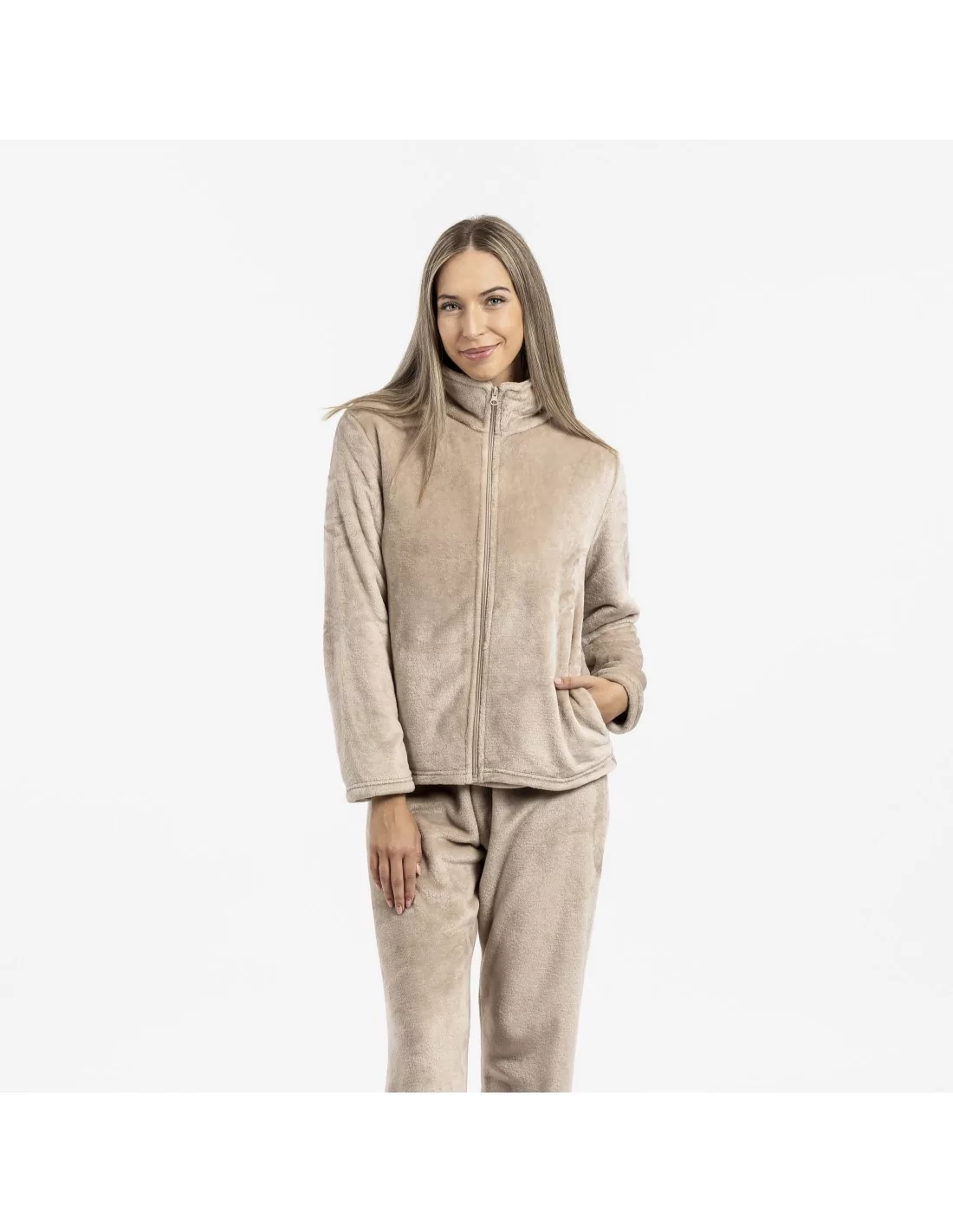 Sudadera terciopelo beige