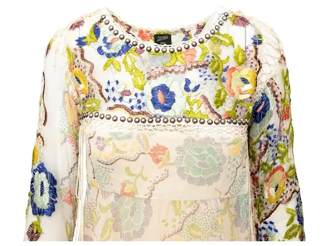 Vestido estampado de malla bordada de Jean Paul Gaultier Multicolor 