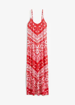 Vestido largo estampado Rojo-blanco estampado