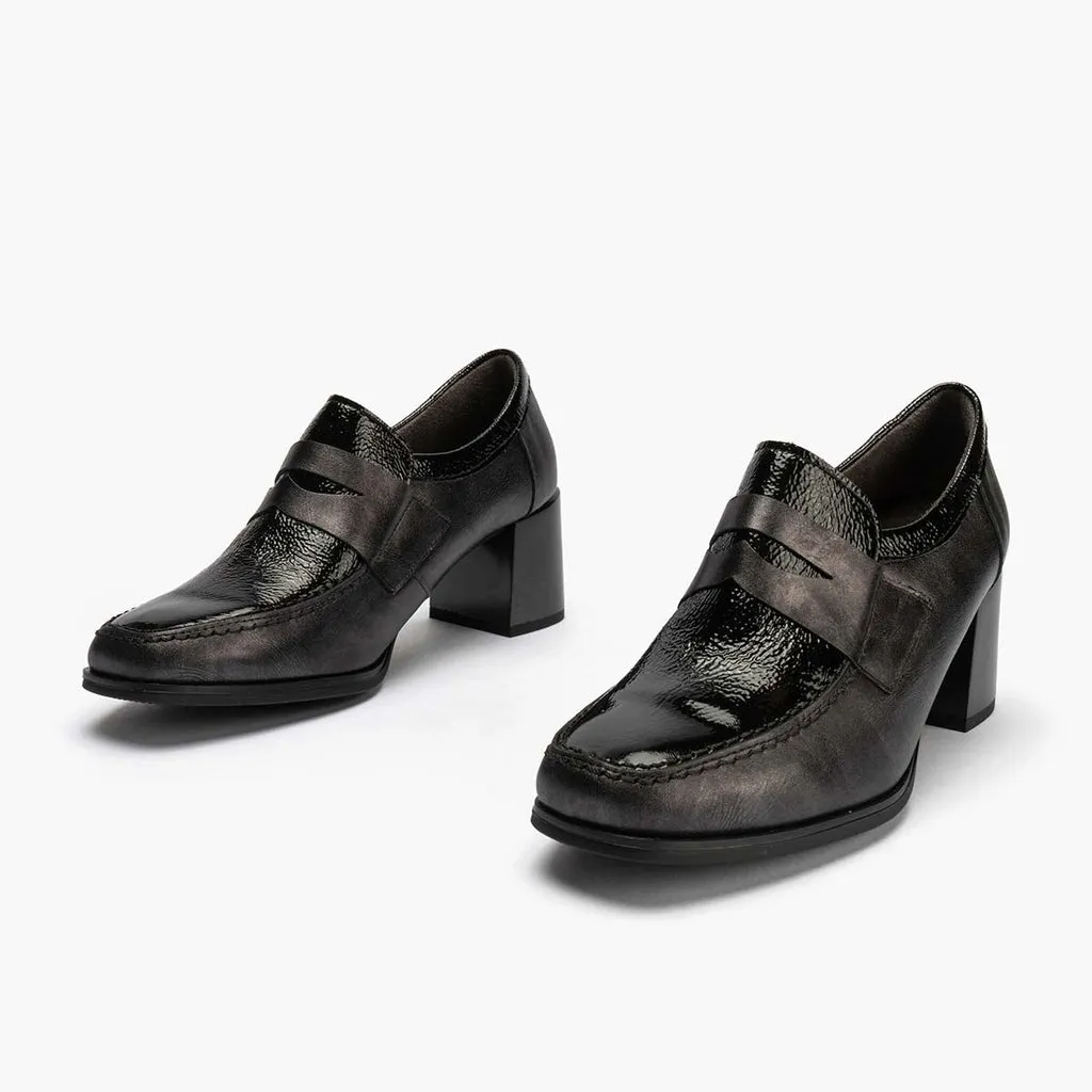 Zapato Abotinado Combinado para mujer color antracita